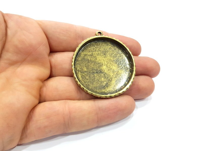 Hammered Base Resin Base Pendant Blank inlay Blank Mosaic Blank Bezel Setting Mountings Antique Bronze Plated Metal (40mm blank) G17626