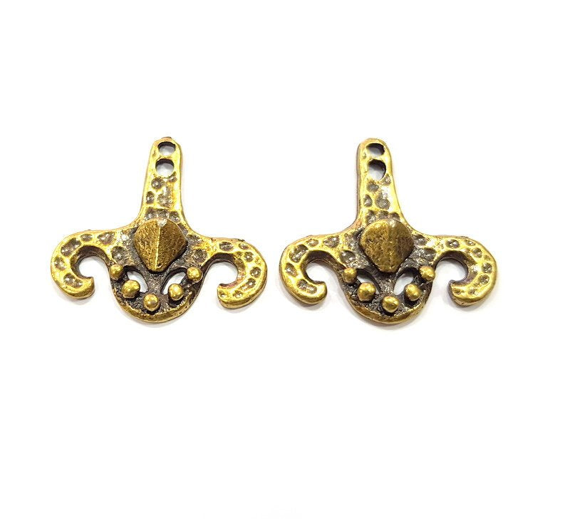 4 Antique Bronze Charm Antique Bronze Plated Metal  (27x20mm) G15851