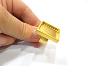 Gold Ring Base Blank Setting Cabochon Base inlay Ring Backs Mounting Adjustable Ring Base Bezel (25mm blank ) Gold Plated Metal G15855