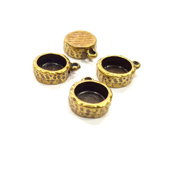 4 Hammered Base Resin Base Pendant Blank inlay Blank Mosaic Blank Bezel Setting Mountings Antique Bronze Plated Metal (8mm blank) G15856