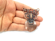 Copper Medallion Pendant Antique Copper Pendant Antique Copper Plated Metal ( 65x48 mm ) G15098