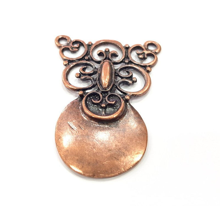 Copper Medallion Pendant Antique Copper Pendant Antique Copper Plated Metal ( 65x48 mm ) G15098