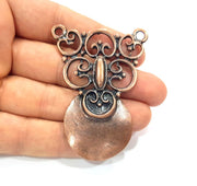 Copper Medallion Pendant Antique Copper Pendant Antique Copper Plated Metal ( 65x48 mm ) G15098