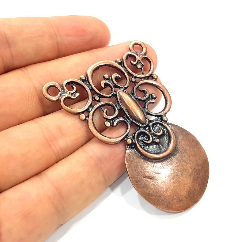 Copper Medallion Pendant Antique Copper Pendant Antique Copper Plated Metal ( 65x48 mm ) G15098