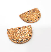 2 Hammered Semi Circle Connector Charm Half Moon Charm Antique Copper Connector Charm Antique Copper Plated Metal (30x20mm) G15102