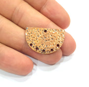 2 Hammered Semi Circle Connector Charm Half Moon Charm Antique Copper Connector Charm Antique Copper Plated Metal (30x20mm) G15102