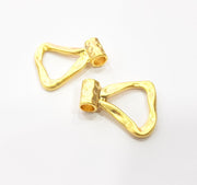 2 Hammered Triangle Charms Gold Plated Charms  (29x25 mm)  G15106