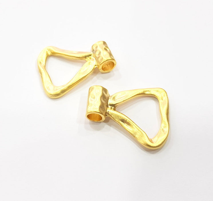 2 Hammered Triangle Charms Gold Plated Charms  (29x25 mm)  G15106