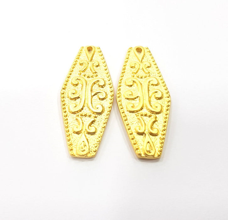 2 Gold Charms Gold Plated Charms  (38x15 mm)  G15108