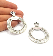 2 Silver Pendant Antique Silver Plated Metal (55x40mm) G15866