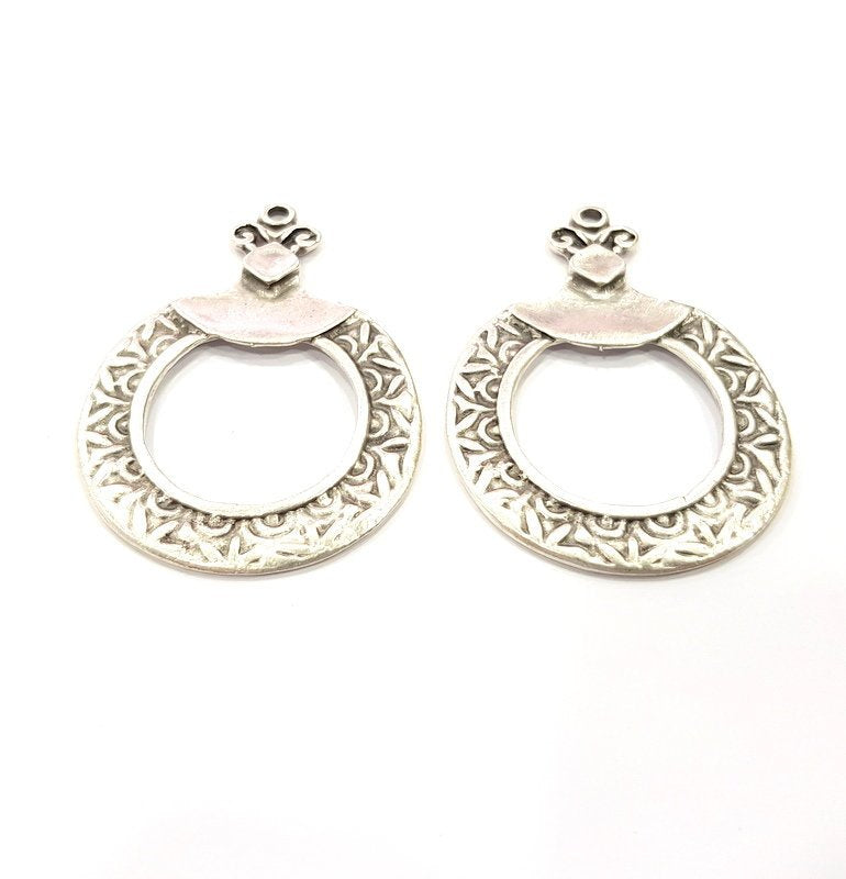 2 Silver Pendant Antique Silver Plated Metal (55x40mm) G15866