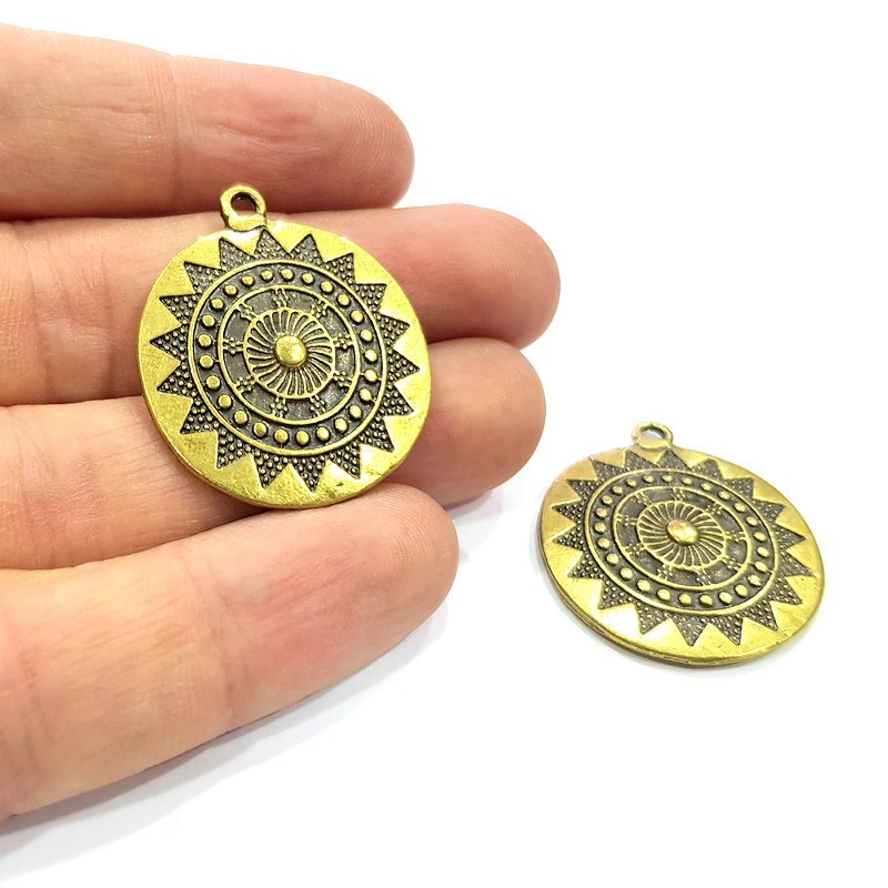 2 Antique Bronze Charm Antique Bronze Plated Metal  (28mm) G15867