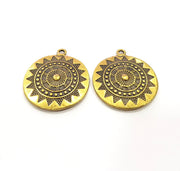 2 Antique Bronze Charm Antique Bronze Plated Metal  (28mm) G15867