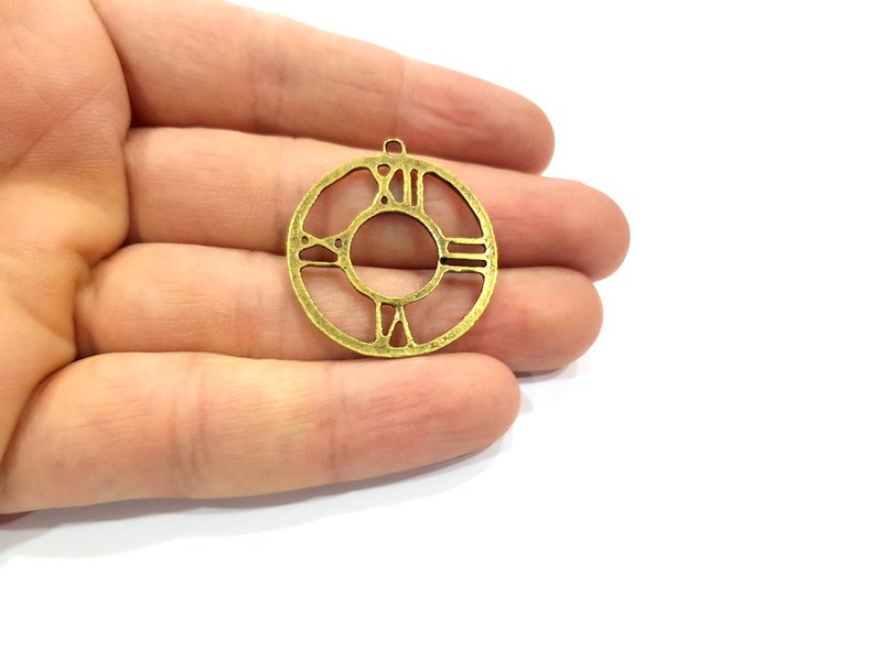 4 Clock Charm Antique Bronze Plated Metal  (30mm) G15868