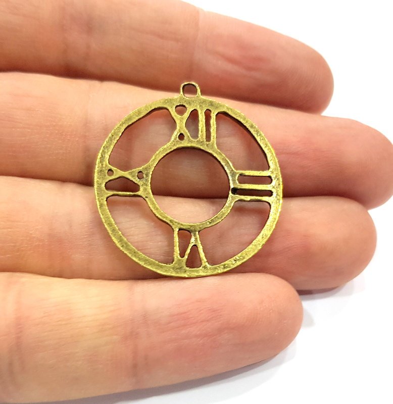 4 Clock Charm Antique Bronze Plated Metal  (30mm) G15868