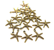 10 Starfish Charm Antique Bronze Plated Metal  (17mm) G15869