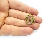 5 Earth Charm Antique Bronze Charm Antique Bronze Plated Metal  (21mm) G15870