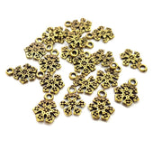 20 Snowflake Charm Antique Bronze Plated Metal  (10mm) G15874