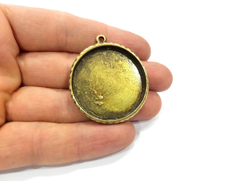 Hammered Base Resin Base Pendant Blank inlay Blank Mosaic Blank Bezel Setting Mountings Antique Bronze Plated Metal (35mm blank) G15875