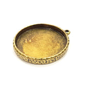 Hammered Base Resin Base Pendant Blank inlay Blank Mosaic Blank Bezel Setting Mountings Antique Bronze Plated Metal (35mm blank) G15875