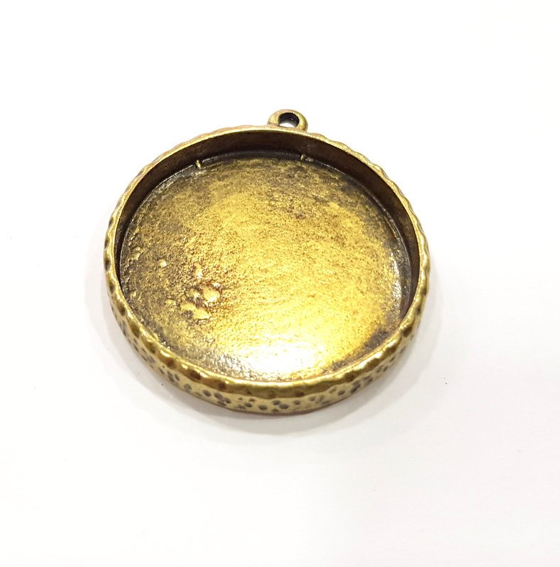 Hammered Base Resin Base Pendant Blank inlay Blank Mosaic Blank Bezel Setting Mountings Antique Bronze Plated Metal (35mm blank) G15875