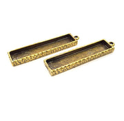 2 Hammered Base Resin Base Pendant Blank inlay Blank Mosaic Blank Bezel Setting Mountings Antique Bronze Plated Metal (50x10mm blank) G15878
