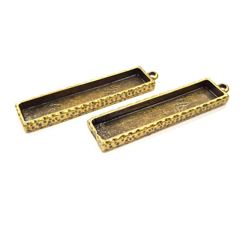 2 Hammered Base Resin Base Pendant Blank inlay Blank Mosaic Blank Bezel Setting Mountings Antique Bronze Plated Metal (50x10mm blank) G15878