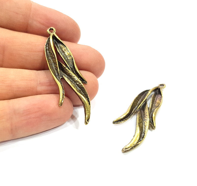 4 Antique Bronze Charm Antique Bronze Plated Metal  (49x18mm) G15883