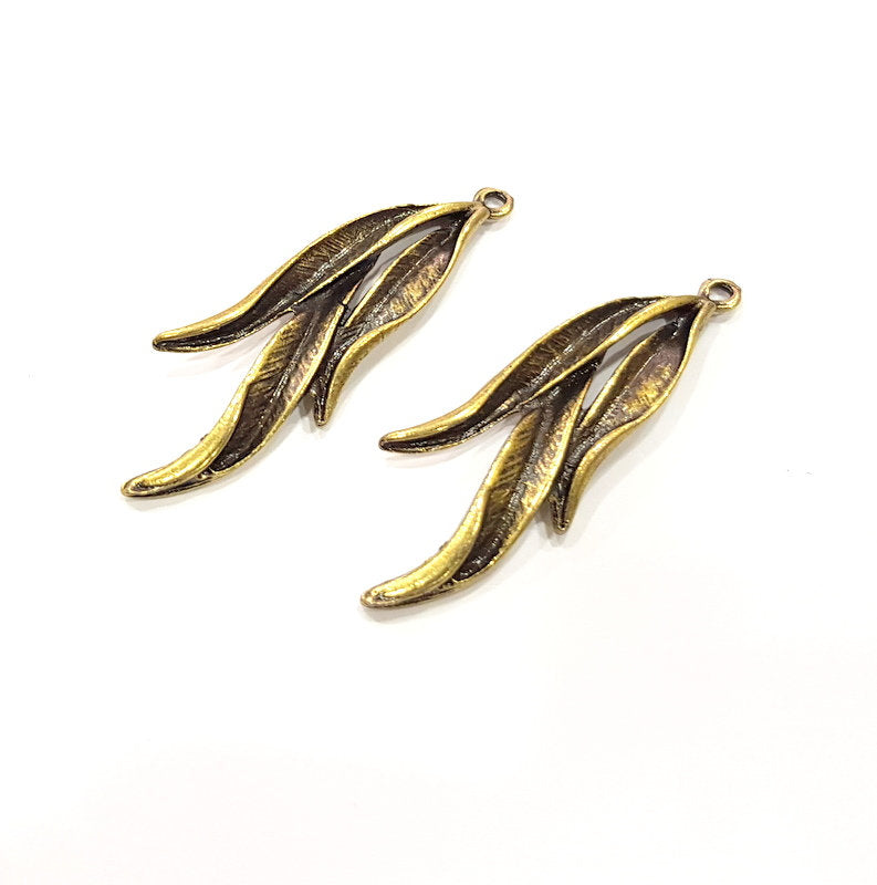 4 Antique Bronze Charm Antique Bronze Plated Metal  (49x18mm) G15883