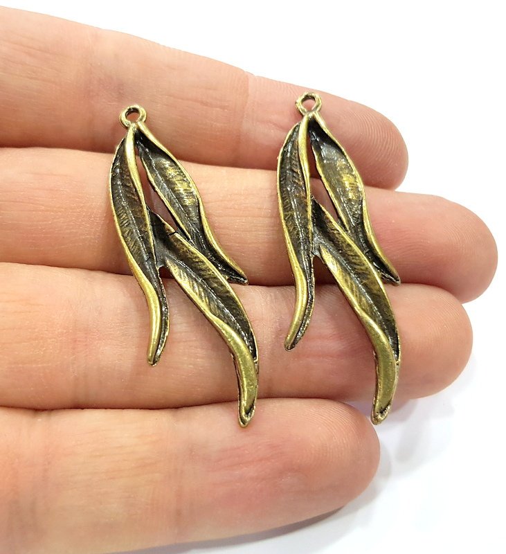 4 Antique Bronze Charm Antique Bronze Plated Metal  (49x18mm) G15883