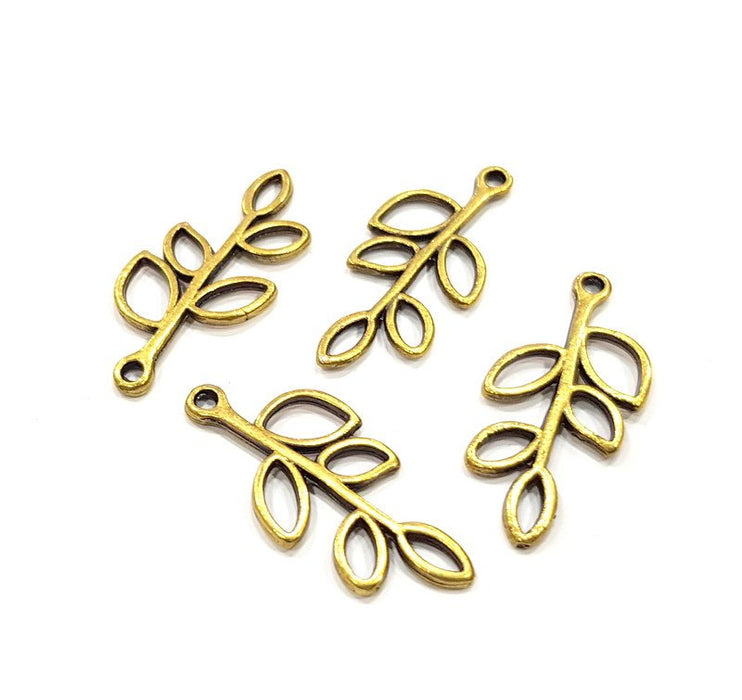 10 Leaf Charms Antique Bronze Charm Antique Bronze Plated Metal  (32x15mm) G15885