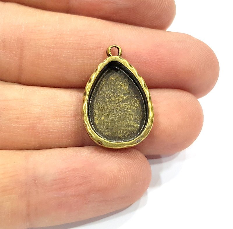 4 Hammered Base Resin Base Pendant Blank inlay Blank Mosaic Blank Bezel Setting Mountings Antique Bronze Plated Metal (18x13mm blank) G15886