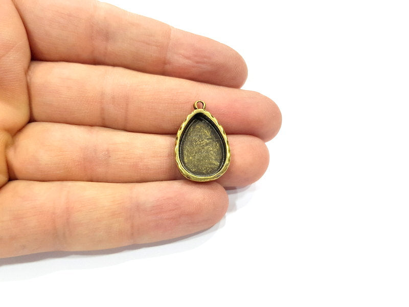 4 Hammered Base Resin Base Pendant Blank inlay Blank Mosaic Blank Bezel Setting Mountings Antique Bronze Plated Metal (18x13mm blank) G15886