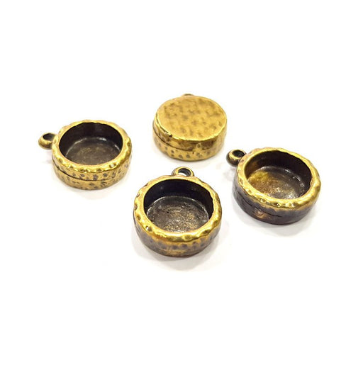 4 Hammered Base Resin Base Pendant Blank inlay Blank Mosaic Blank Bezel Setting Mountings Antique Bronze Plated Metal (10mm blank) G15887