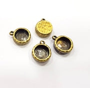 4 Hammered Base Resin Base Pendant Blank inlay Blank Mosaic Blank Bezel Setting Mountings Antique Bronze Plated Metal (10mm blank) G15887
