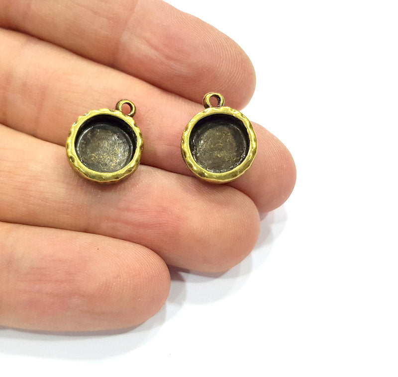 4 Hammered Base Resin Base Pendant Blank inlay Blank Mosaic Blank Bezel Setting Mountings Antique Bronze Plated Metal (10mm blank) G15887