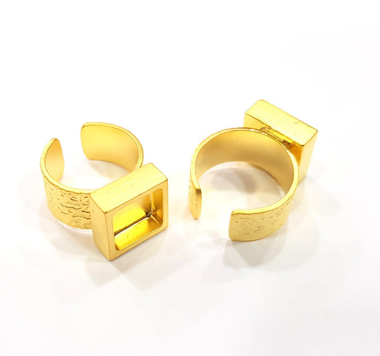 Gold Ring Base Blank Setting Cabochon Base inlay Ring Backs Mounting Adjustable Ring Base Bezel (10mm blank ) Gold Plated Metal G15888
