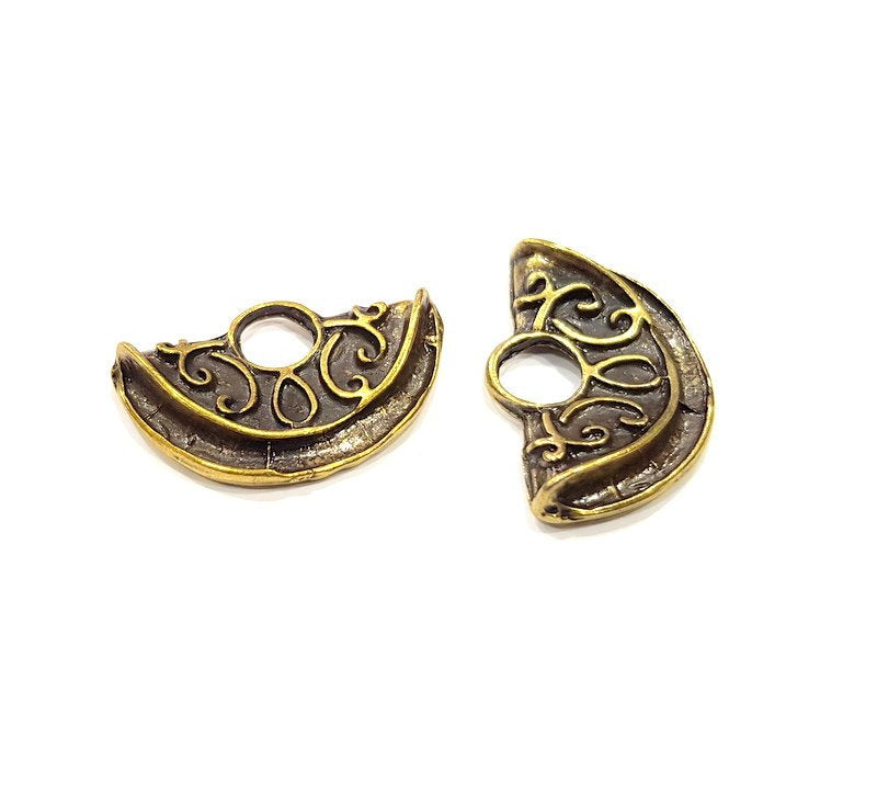 2Folded Charms Antique Bronze Charm Antique Bronze Plated Metal  (31x20mm) G15888