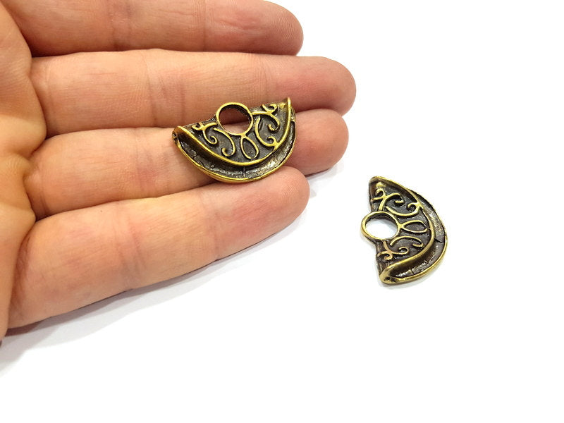 2Folded Charms Antique Bronze Charm Antique Bronze Plated Metal  (31x20mm) G15888