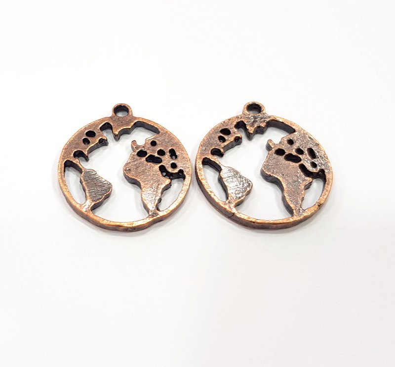 5 World Charm Antique Copper Plated Metal (20mm) G15891