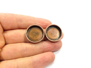 Earring Blank Backs Base Settings Copper Resin Blank Cabochon Base inlay Mountings Antique Copper Plated Brass (20mm blank) 1 Pair G15942