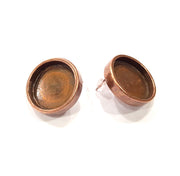 Earring Blank Backs Base Settings Copper Resin Blank Cabochon Base inlay Mountings Antique Copper Plated Brass (20mm blank) 1 Pair G15942