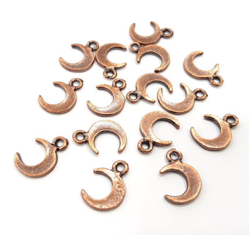 20 Crescent Charm Antique Copper Charm Antique Copper Plated Metal (14x9mm) G15897
