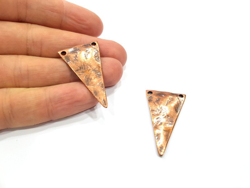 2 Triangle Charm Antique Copper Charm Antique Copper Plated Metal (38x22mm) G15898