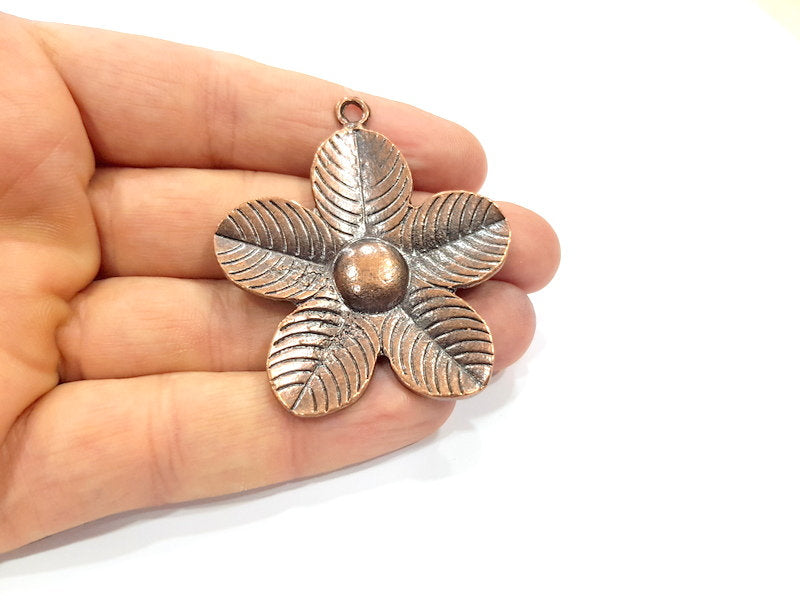 Flower Pendant Antique Copper Pendant Antique Copper Plated Metal (55x49mm) G15899