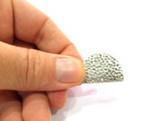 2 Hammered Semi Circle Charm Half Moon Connector Antique Silver Plated Metal (30x20 mm)  G15230