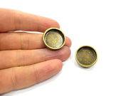 Earring Blank Backs Antique Bronze Resin Base inlay Blank Cabochon Mountings Setting Antique Bronze Plated Metal (20mm blank) 1 pair G15902