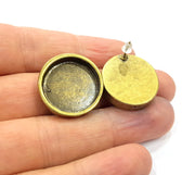 Earring Blank Backs Antique Bronze Resin Base inlay Blank Cabochon Mountings Setting Antique Bronze Plated Metal (20mm blank) 1 pair G15902