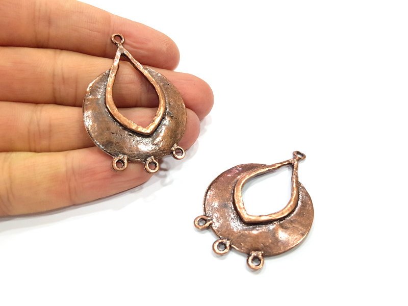 2 Tribal Shield Charm Connector Antique Copper Plated Metal (51x33mm) G15907