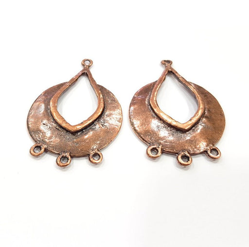 2 Tribal Shield Charm Connector Antique Copper Plated Metal (51x33mm) G15907